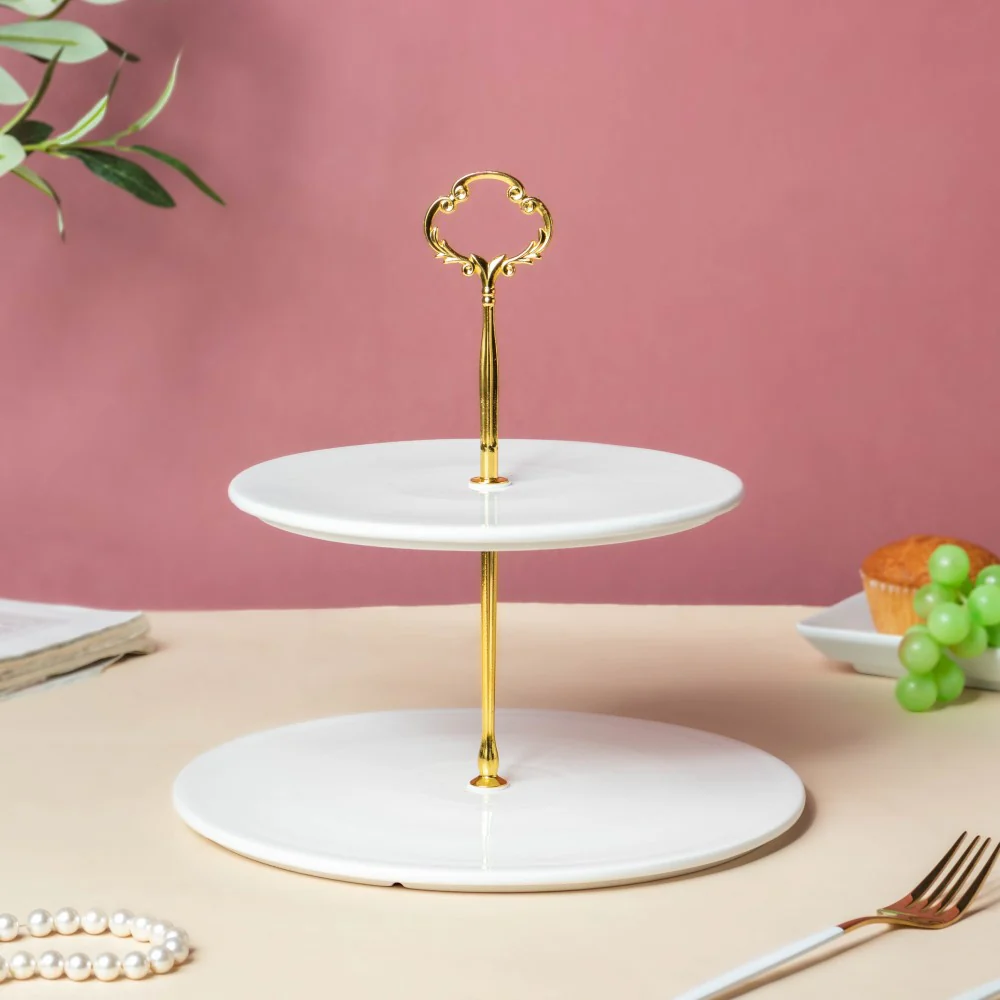 Serena 2 Tier Round Dessert Stand White - Image 5