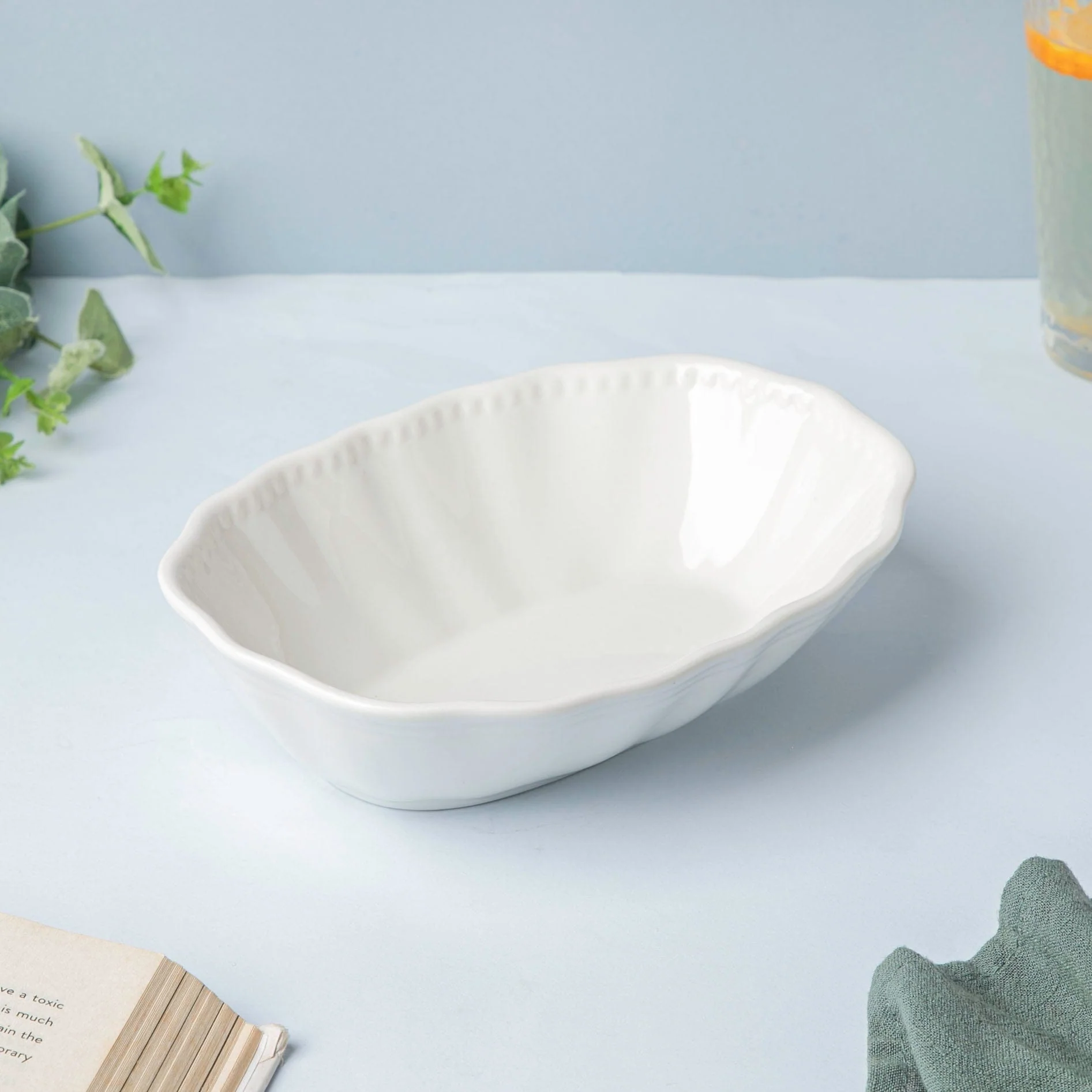 Serena Oval Snack Bowl White 8 Inch 350 ml - Image 3
