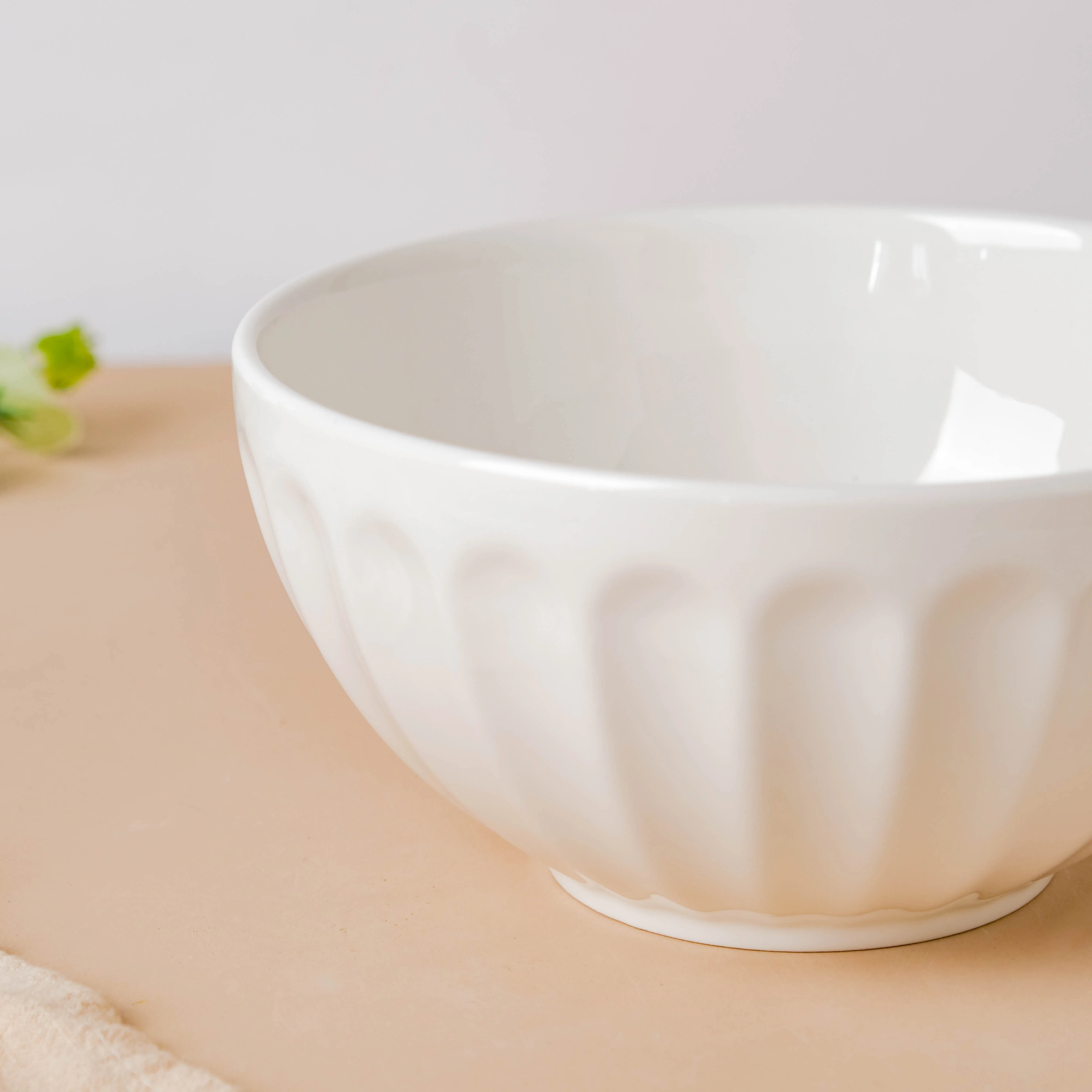 Serena Pearly White Ribbed Serving Bowl 6.5 Inch 900 ml - Image 4