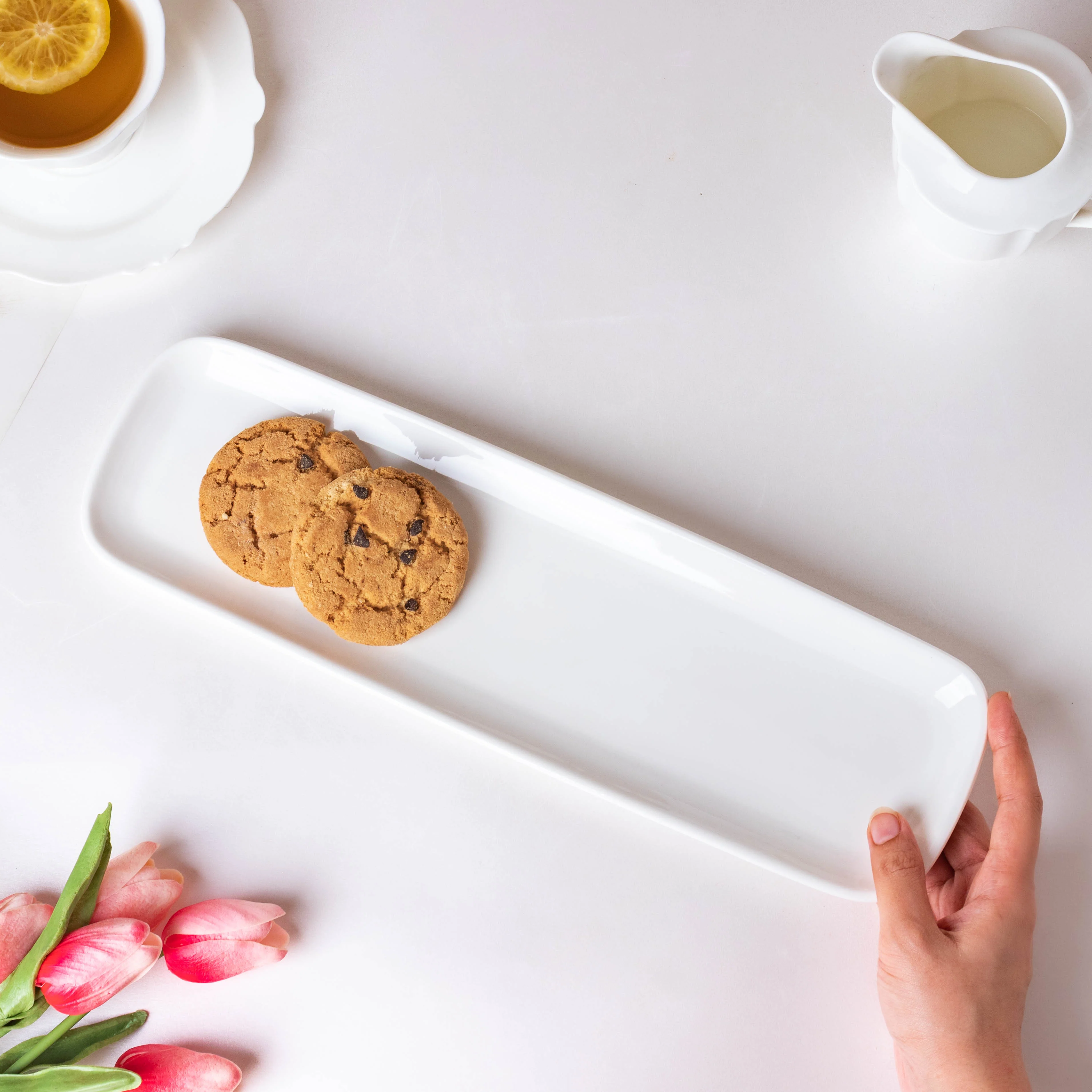 Serena Snowy White Long Platter 14 Inch - Image 5