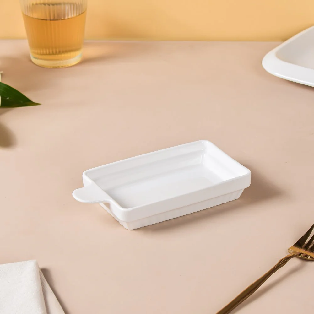 Serena Snowy White Long Platter With Handle