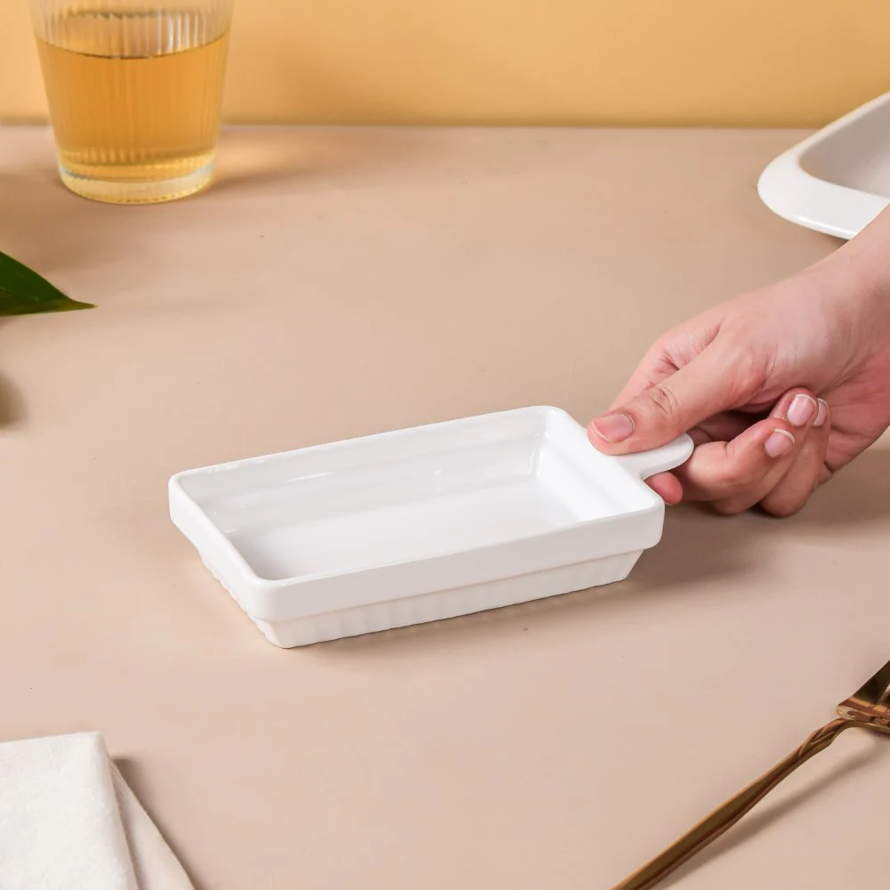 Serena Snowy White Long Platter With Handle - Image 3