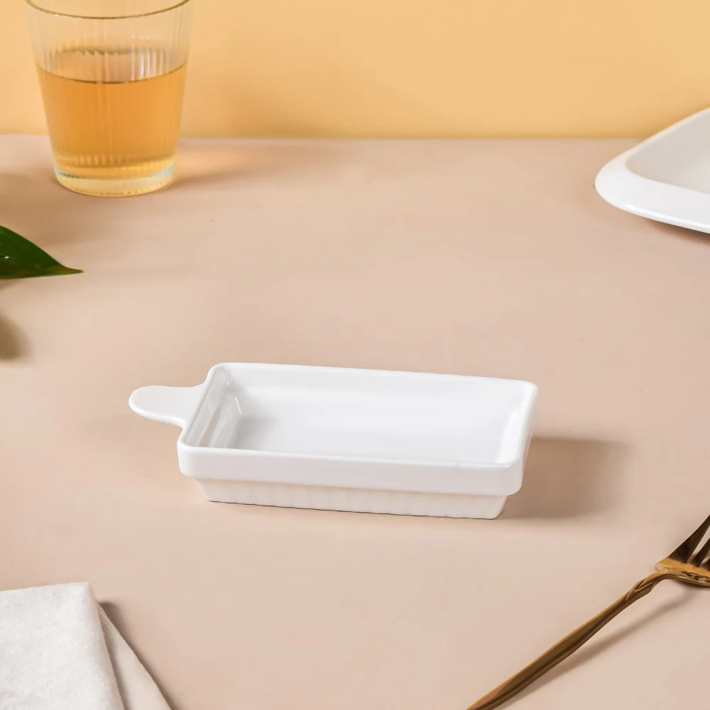 Serena Snowy White Long Platter With Handle - Image 4
