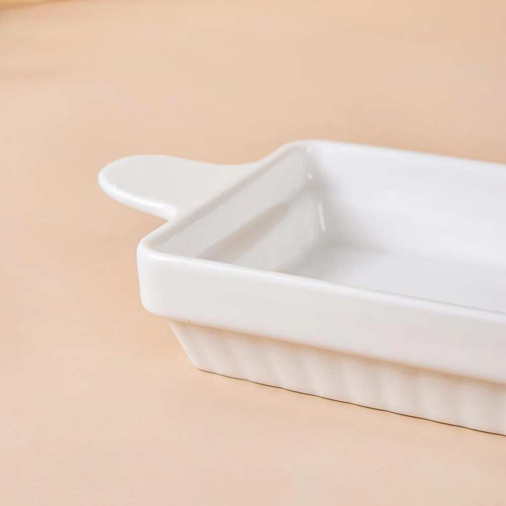 Serena Snowy White Long Platter With Handle - Image 6