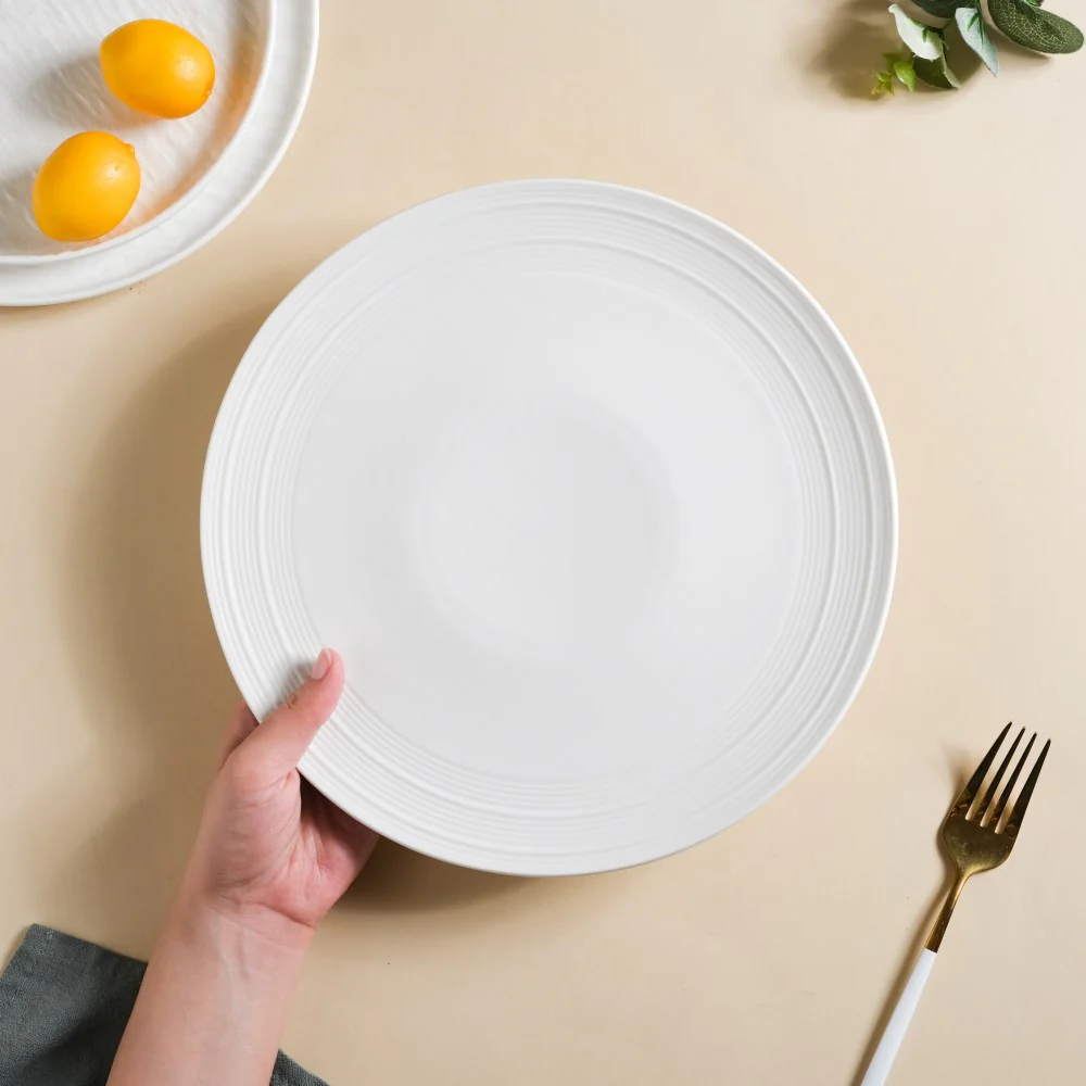 Serena Textured Ceramic Dinner Plate White 10 Inch - Image 2