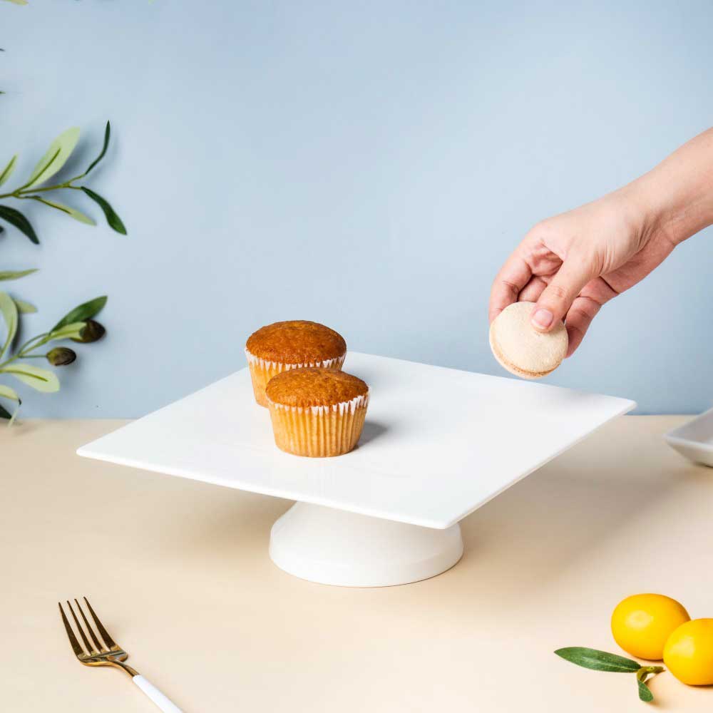 Serena White Square Cake Stand 10 Inch Large - Image 4