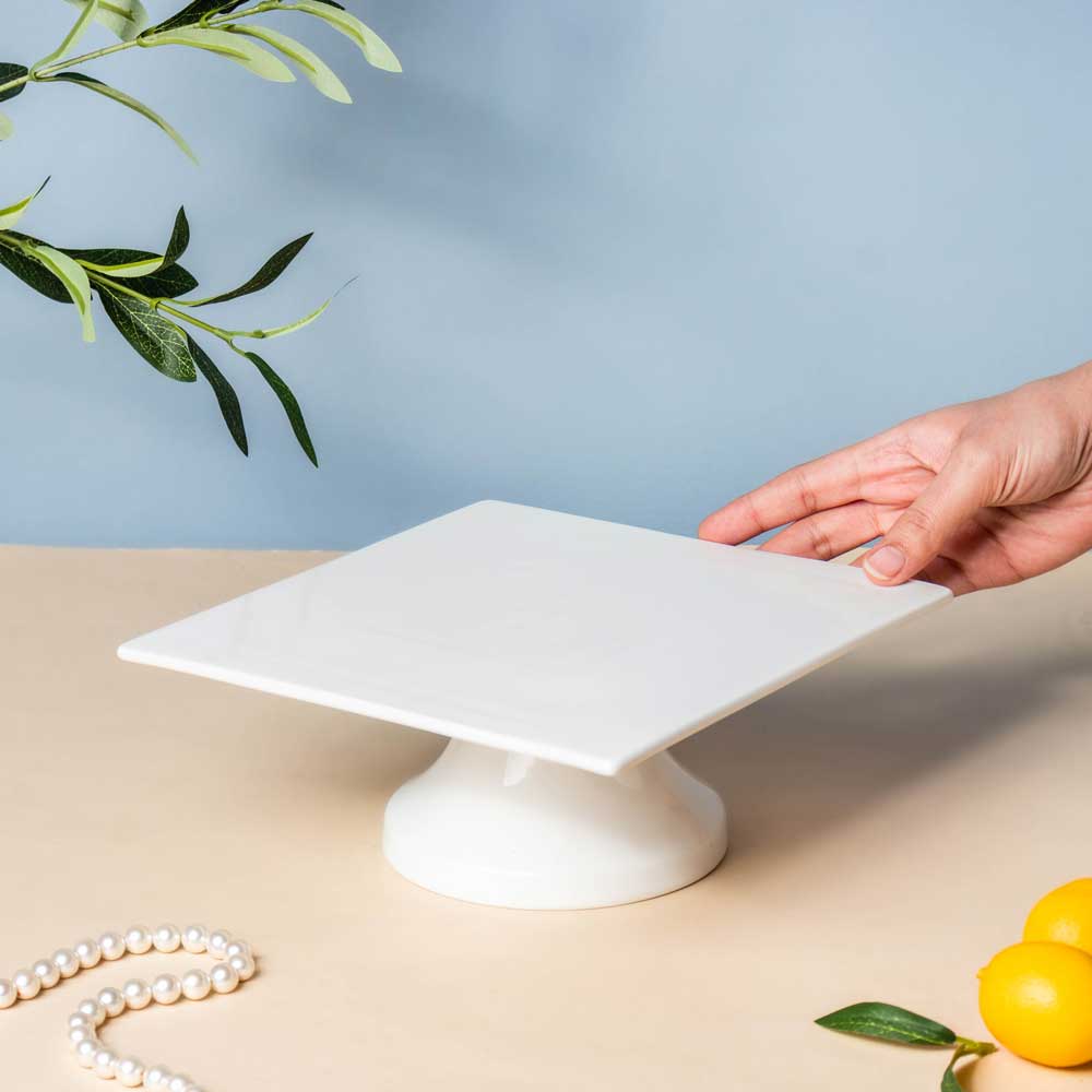 Serena White Square Cake Stand 8 Inch Small - Image 2