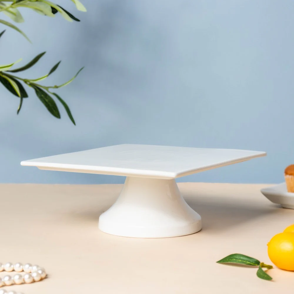 Serena White Square Cake Stand 8 Inch Small - Image 3