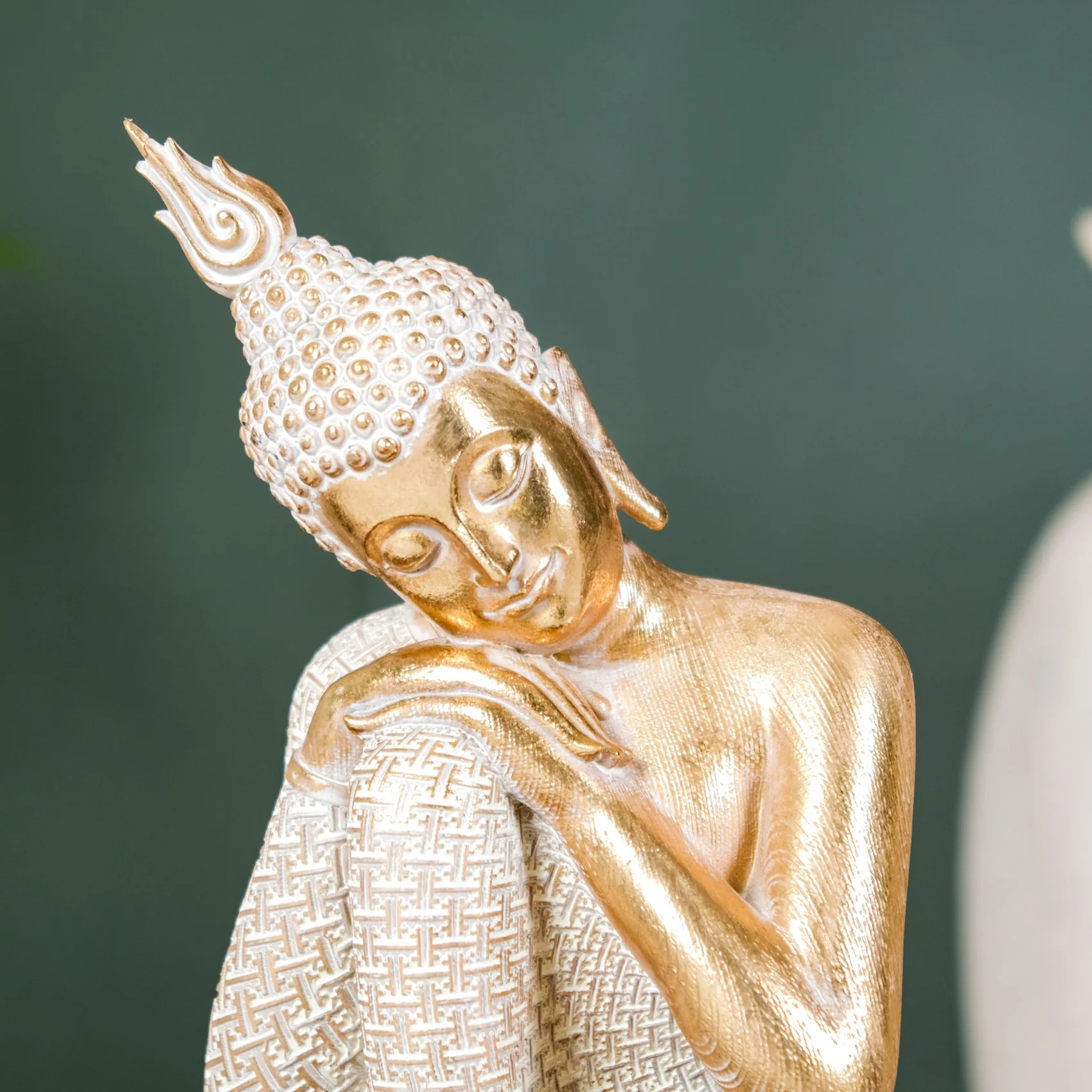 Serene Buddha Idol Showpiece For Home Decor Gold 12 Inch - Image 8