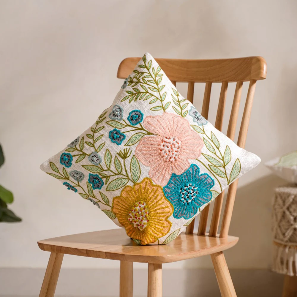 Embroidered Sofa Cushion Cover 16x16 Inch - Image 2