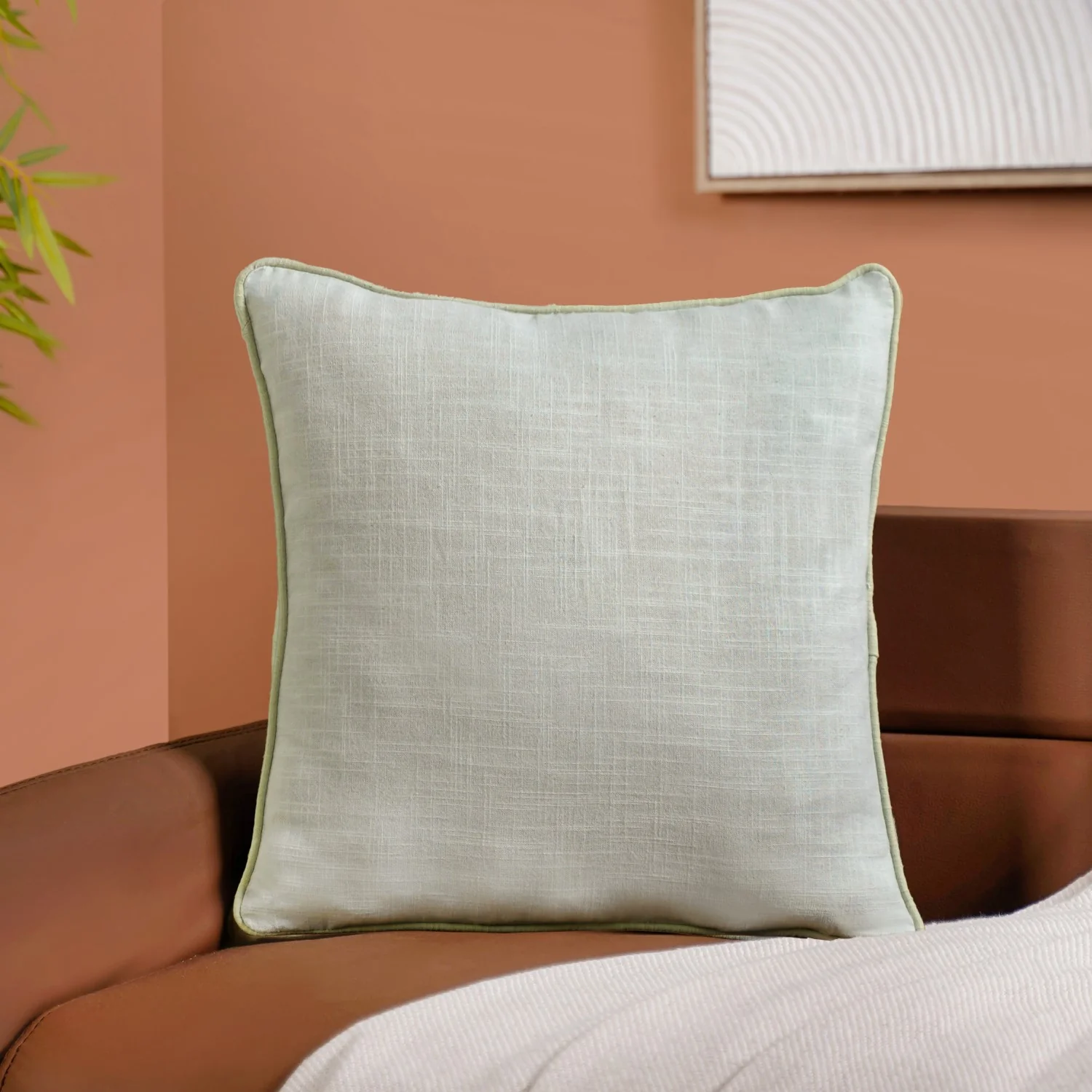 Serene Sage Cotton Cushion Cover Set Of 2 - Image 2