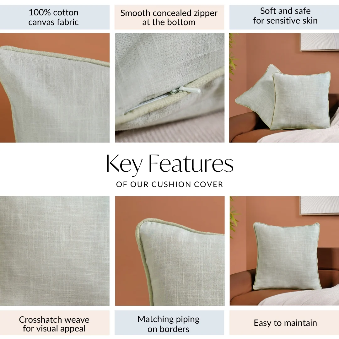 Serene Sage Cotton Cushion Cover Set Of 2 - Image 5