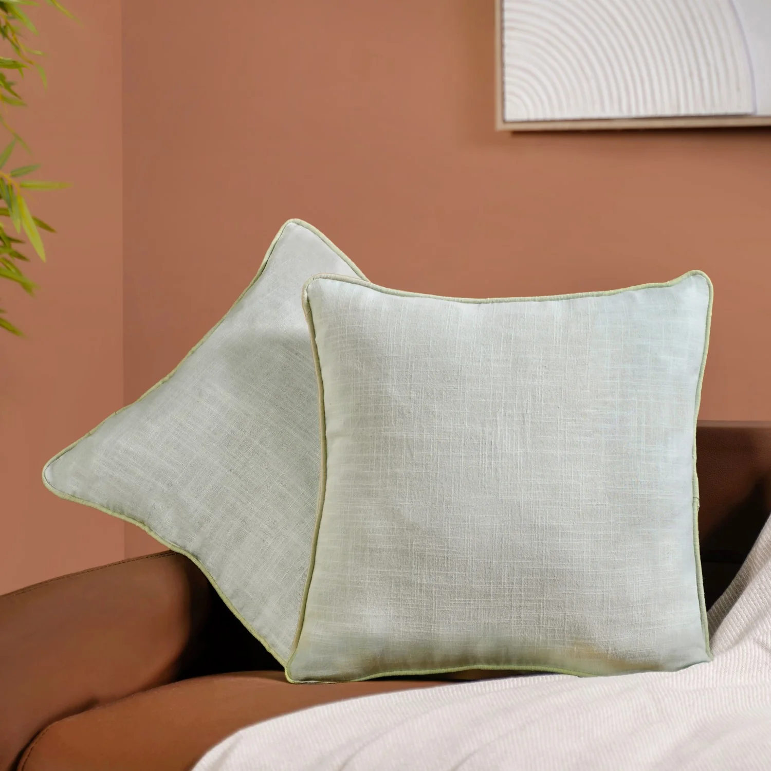 Serene Sage Cotton Cushion Cover Set Of 2 - Image 7