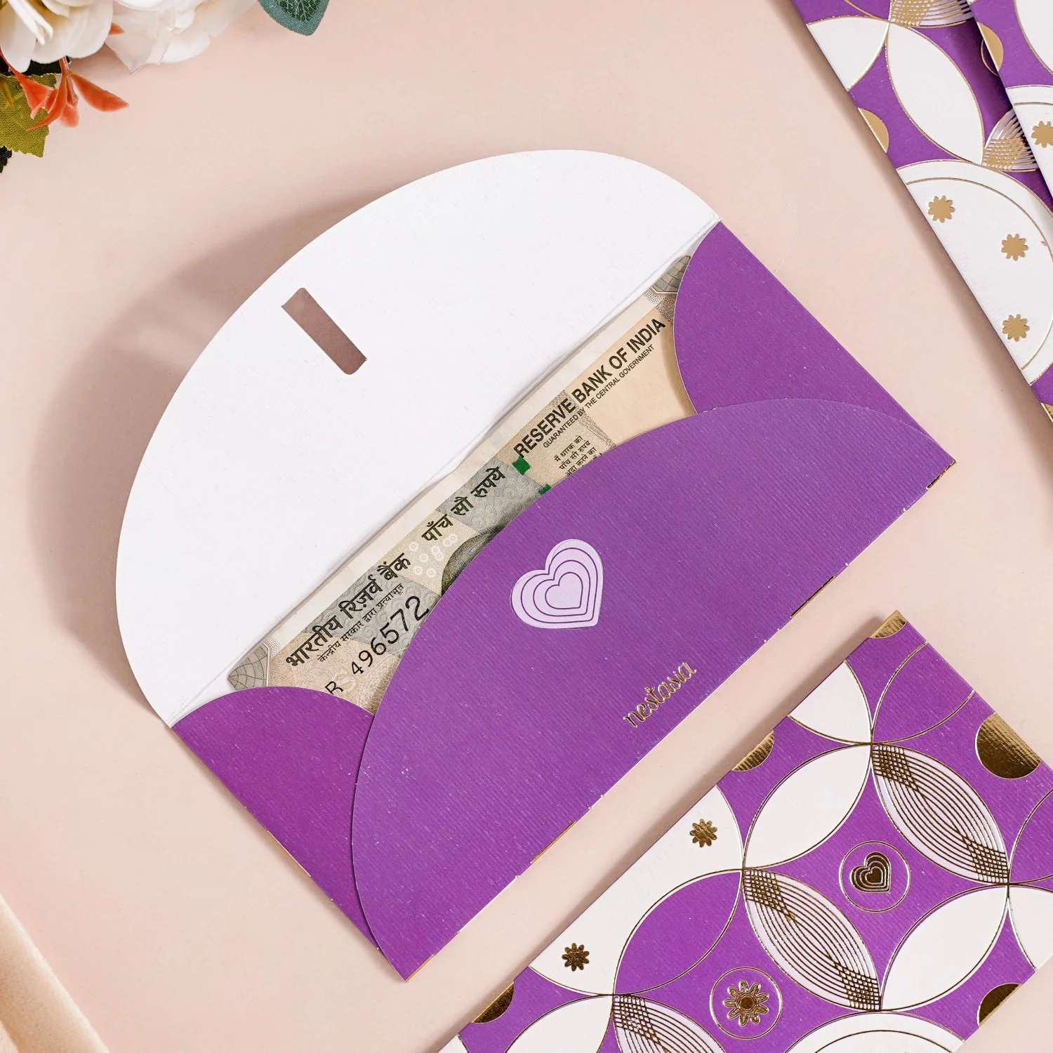 Set Of 12 Luxury Gifting Envelope For Weddings And Birthdays Purple - Image 2