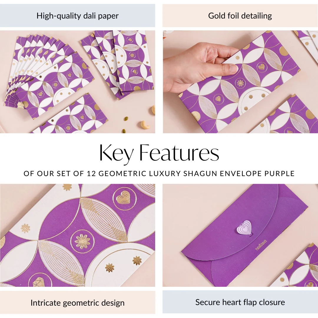 Set Of 12 Luxury Gifting Envelope For Weddings And Birthdays Purple - Image 5