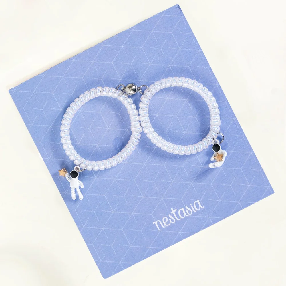 Set Of 2 Astronaut Charm Bracelet With Magnetic Clasp - Image 3