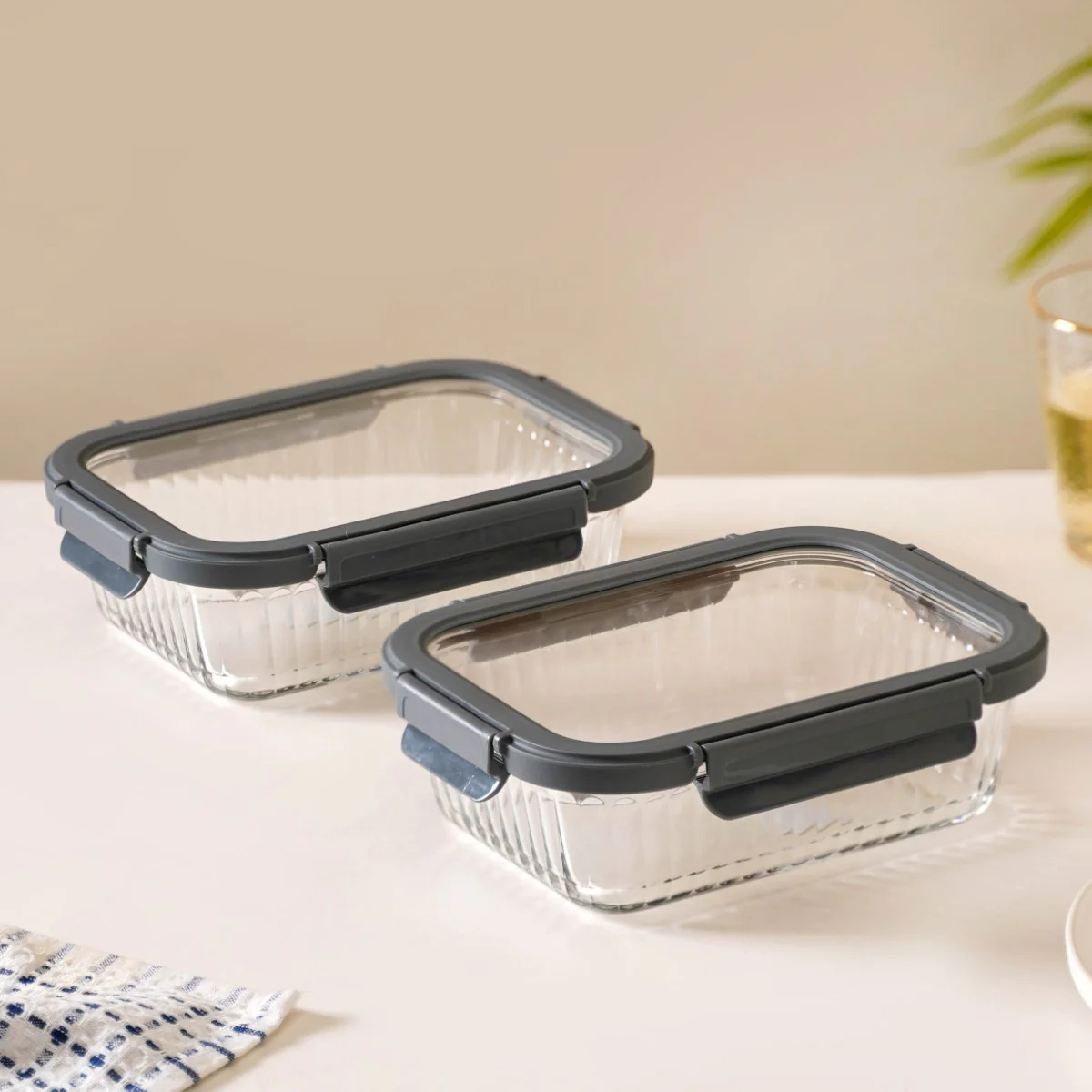 Set Of 2 Borosilicate Glass Food Storage Container 1040ml - Image 3