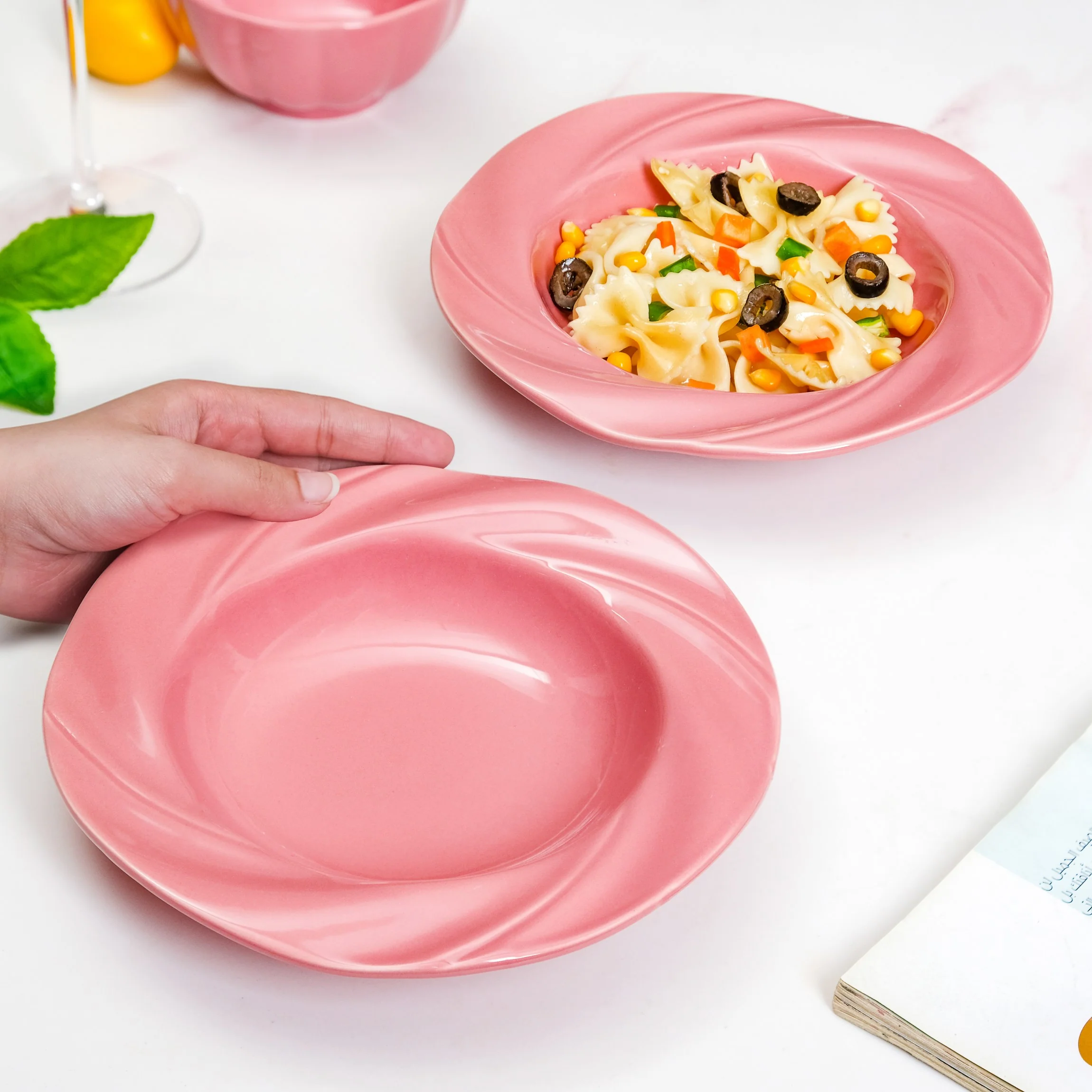 Set Of 2 Ceramic Pattern Pasta Dish 8 Inch - Image 2