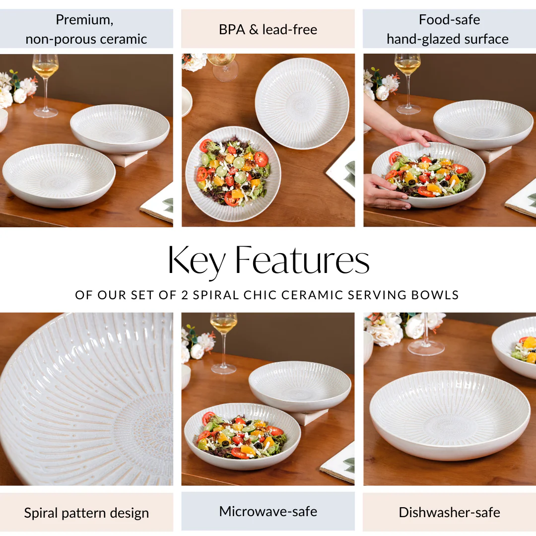 Set Of 2 Chic Ceramic Large Buddha Bowls 1800ml - Image 5