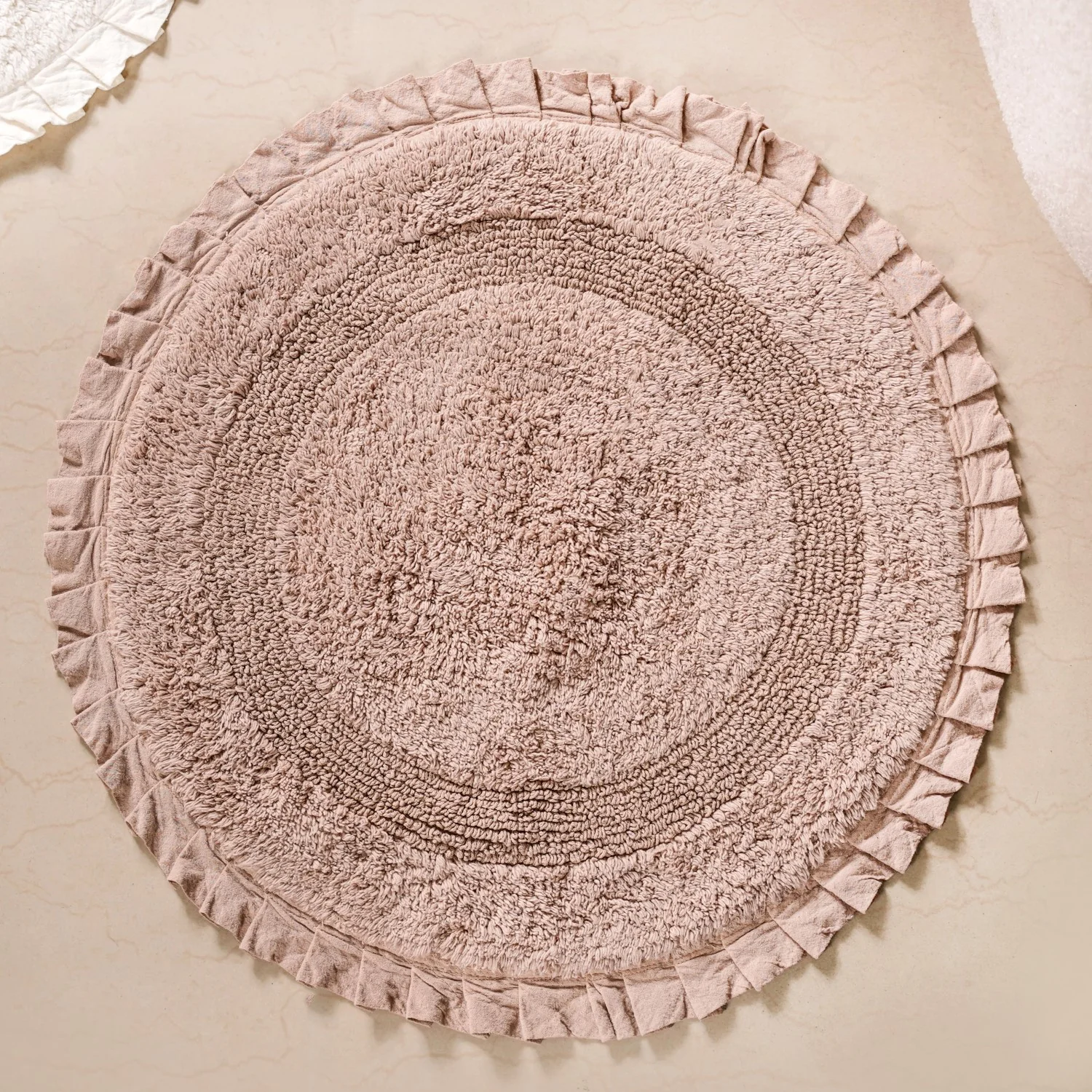Set Of 2 Circular Frilled Cotton Floor Mats 23 Inch - Image 11