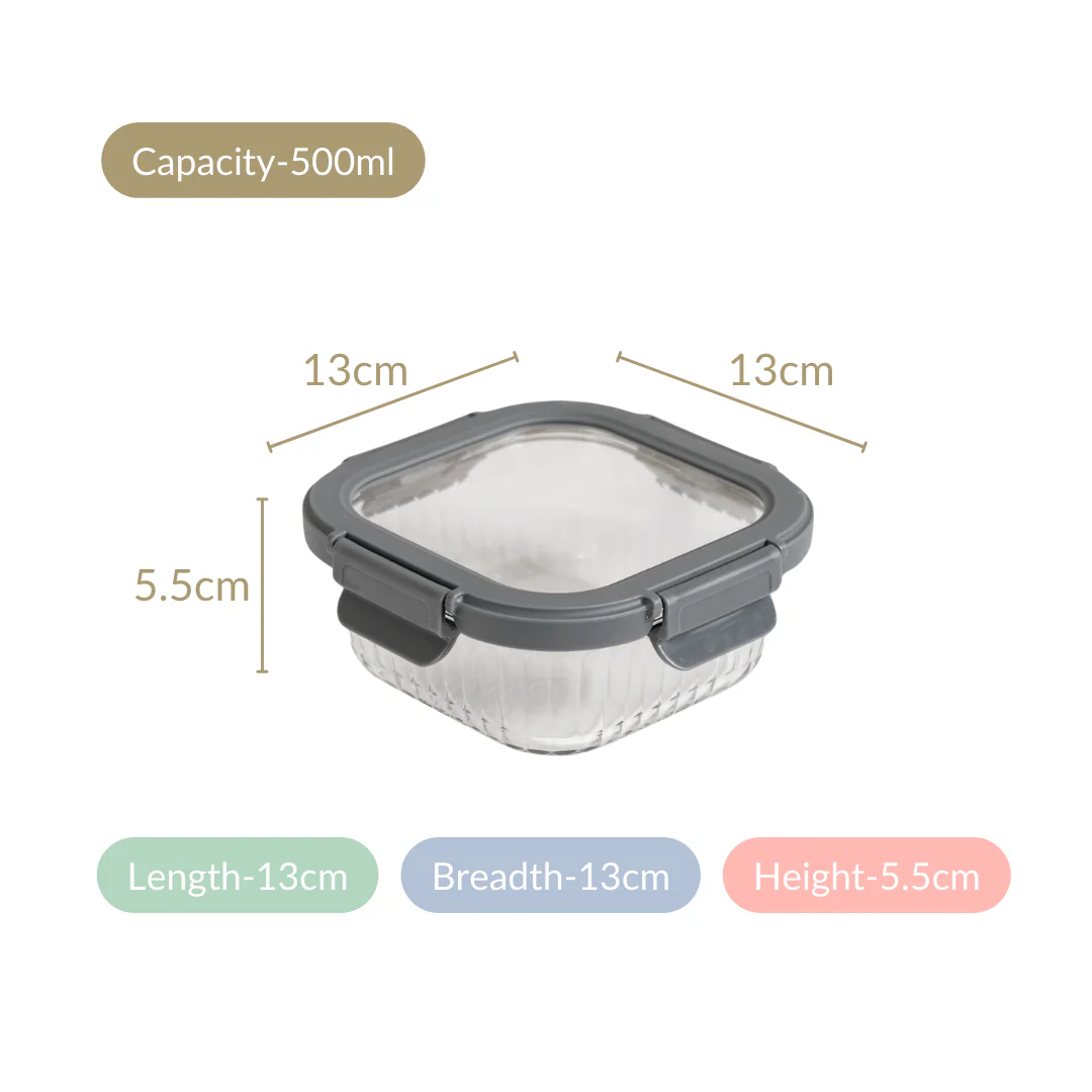 Set Of 2 Fluted Glass Container With Airtight Lid 500ml - Image 6
