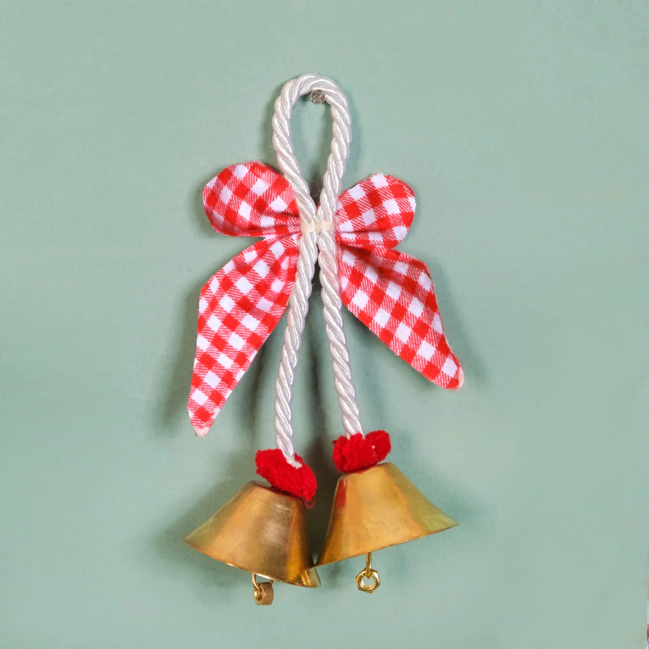 Set Of 2 Golden Bell Wall Hanging With Bow - Image 6