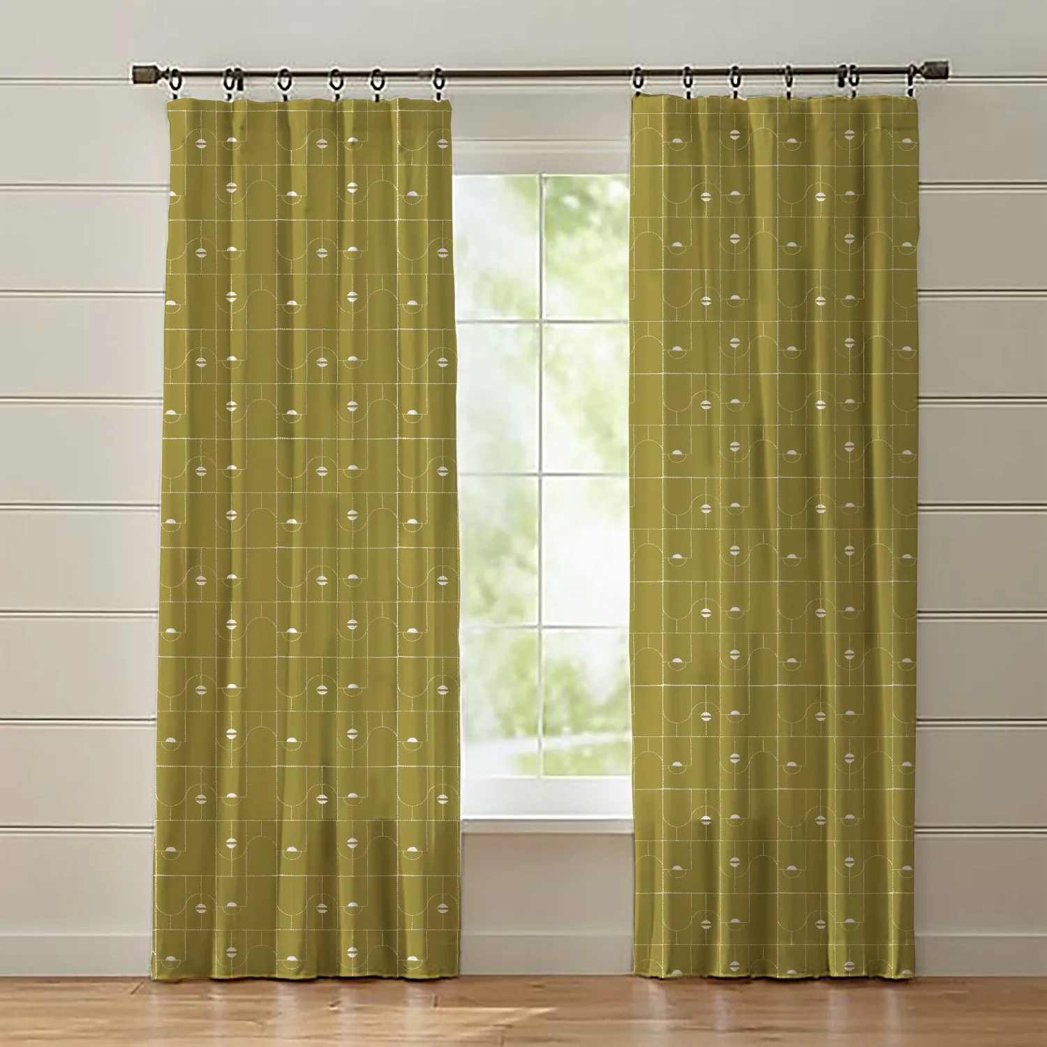 Set Of 2 Olive Green Embroidered Full Length Curtain 84x54 Inch - Image 6