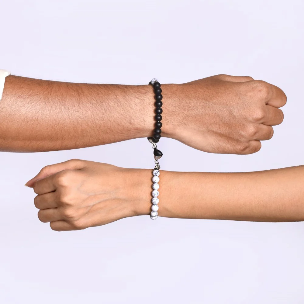Set Of 2 Onyx Howlite Magnetic Stone Bracelet - Image 3