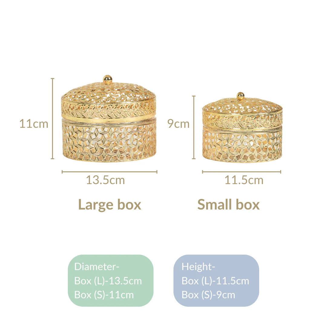 Set Of 2 Ornate Dry Fruit Box Gold - Image 18