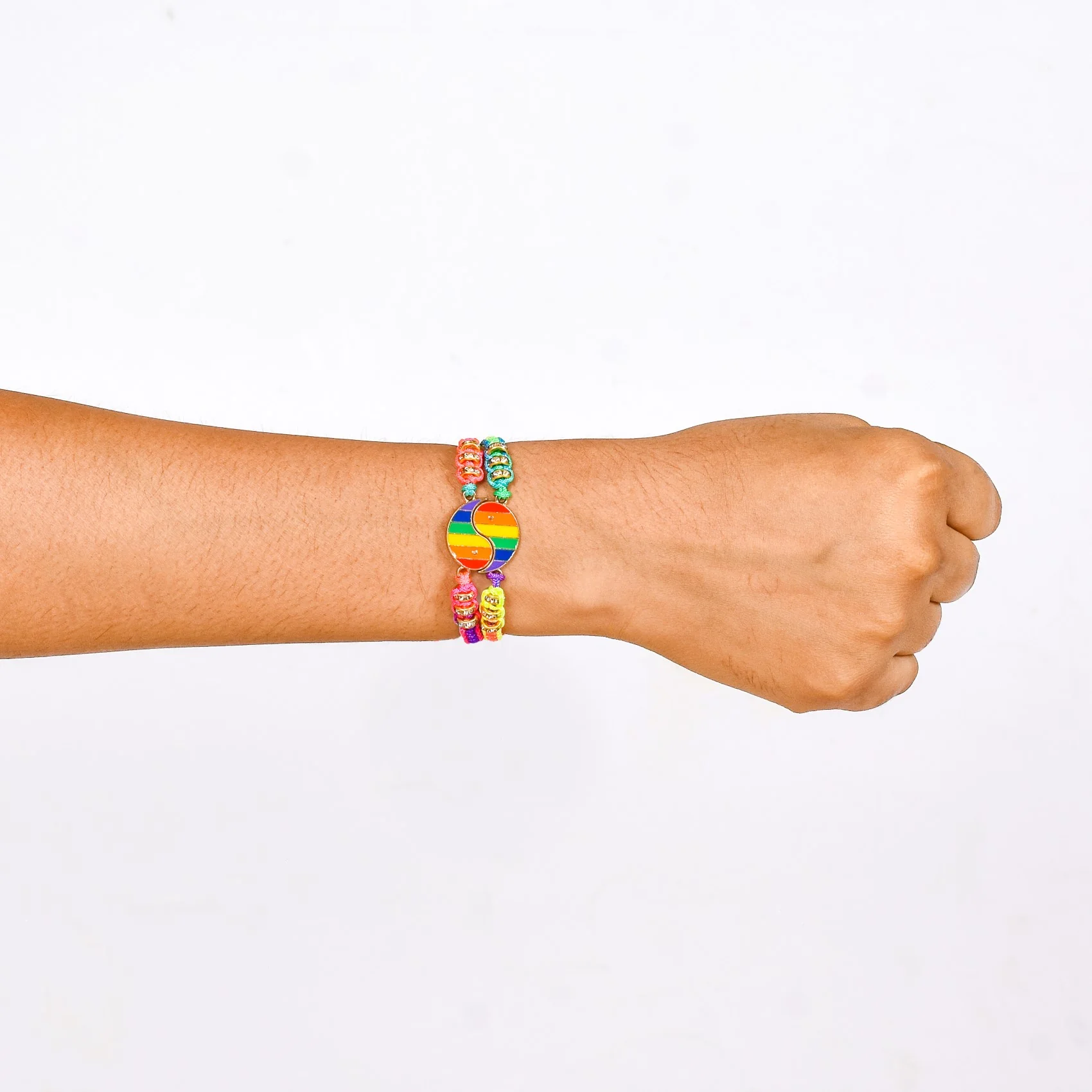 Set Of 2 Rainbow Yin Yang Couple Bracelet - Image 3