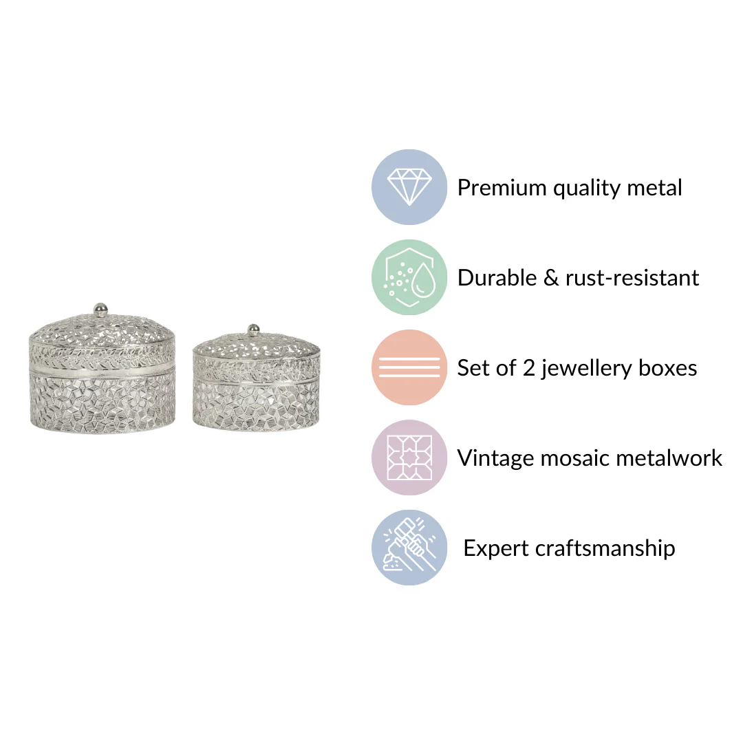 Set Of 2 Round Gift Box Silver - Image 6