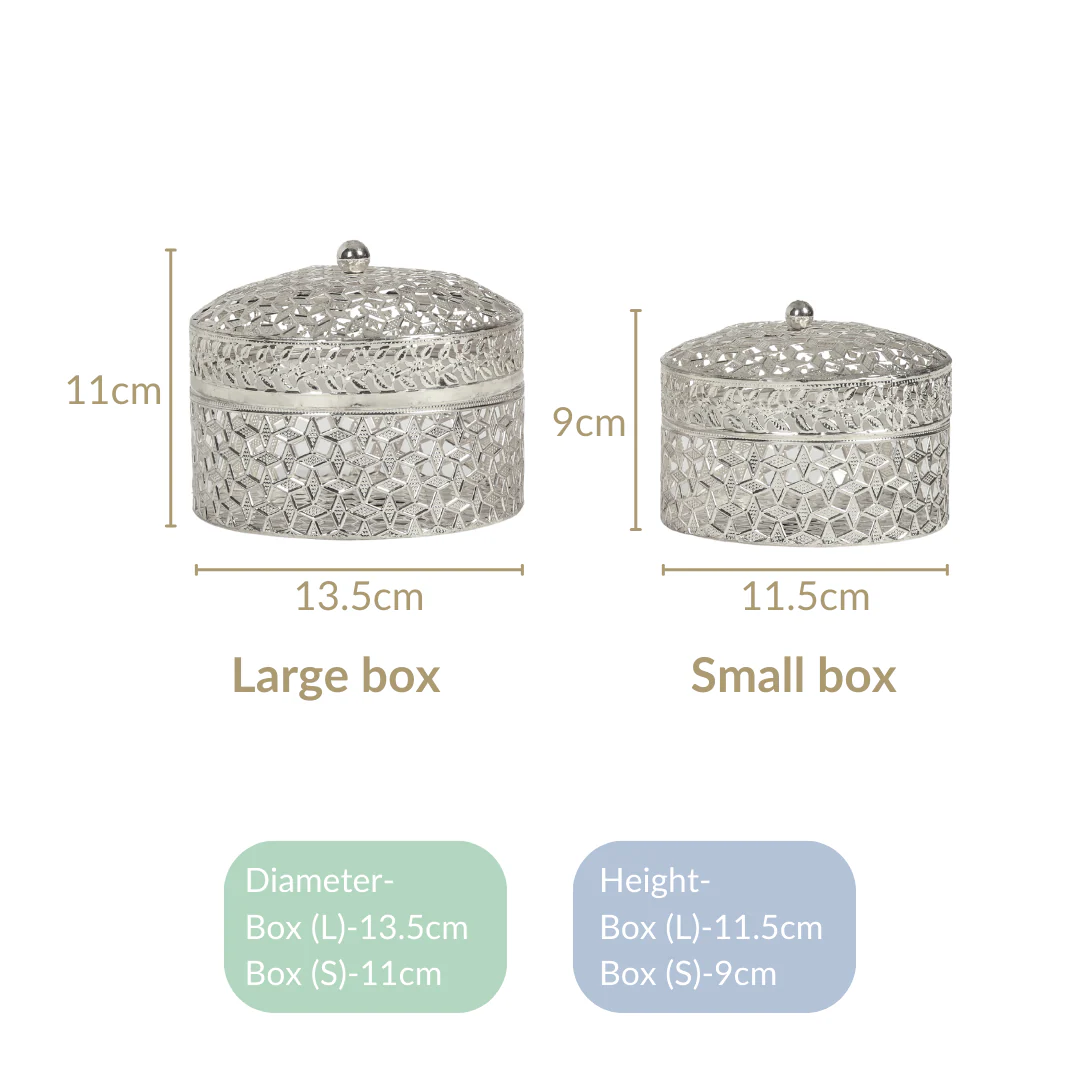 Set Of 2 Round Gift Box Silver - Image 8