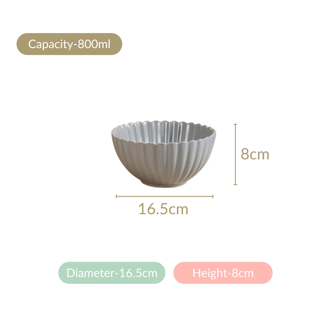 Set Of 2 Scallop Serving Bowls Small Grey 800ml - Image 6