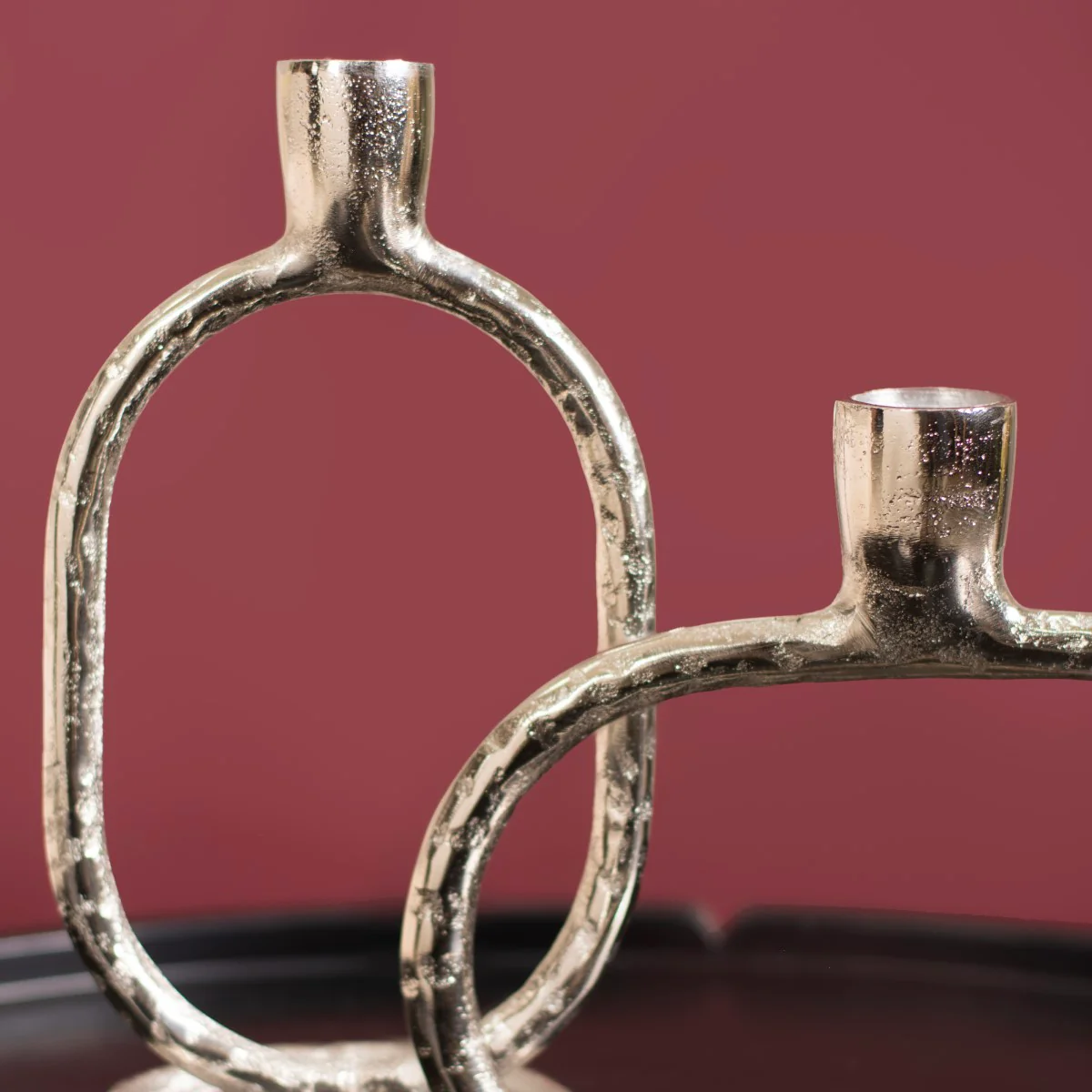 Set Of 2 Silver Modern Candle Stand - Image 6