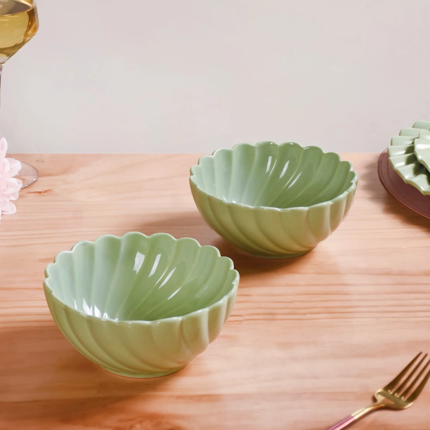 Set Of 2 Solid Ceramic Serving Bowls Lao Luxury 850ml - Image 2