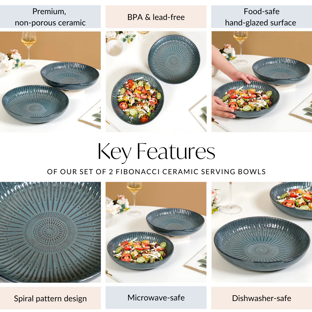 Set Of 2 Spiral Design Large Serving Dishes 1800ml - Image 5
