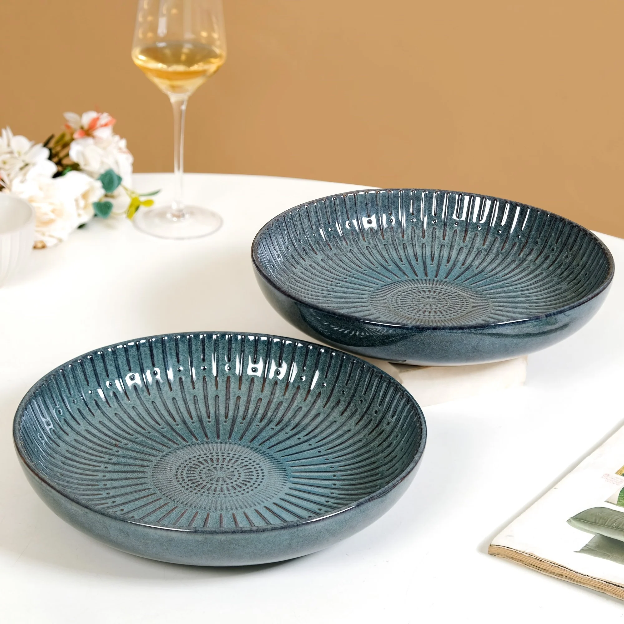 Set Of 2 Spiral Design Large Serving Dishes 1800ml - Image 8