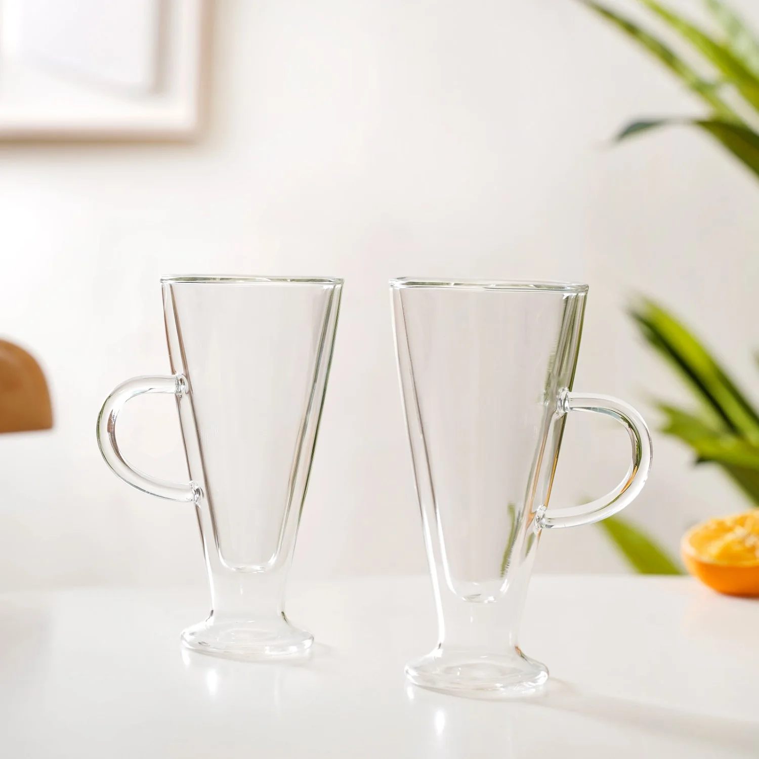 Set Of 2 Tall Double Wall Glass With Handle 250ml - Image 3