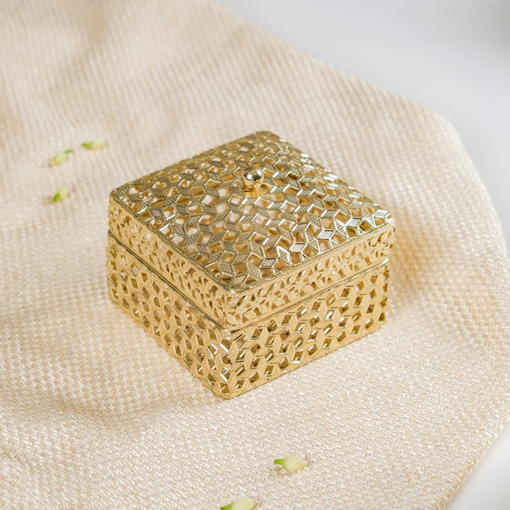 Set of 2 Vintage Jewellery Box Gold - Image 10