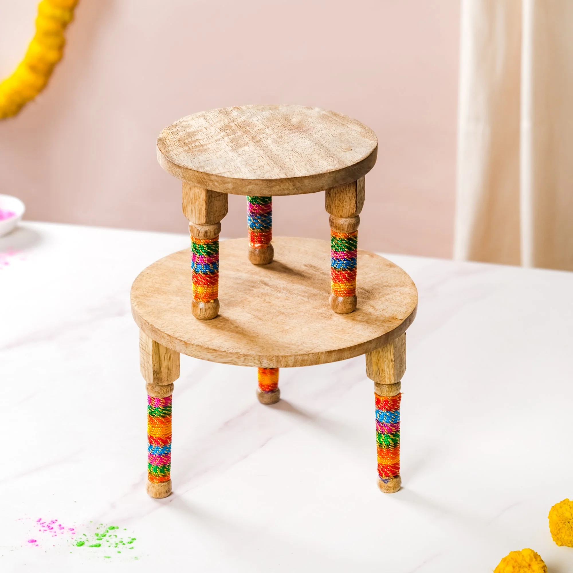 Set Of 2 Wooden Round Table Platters - Image 8