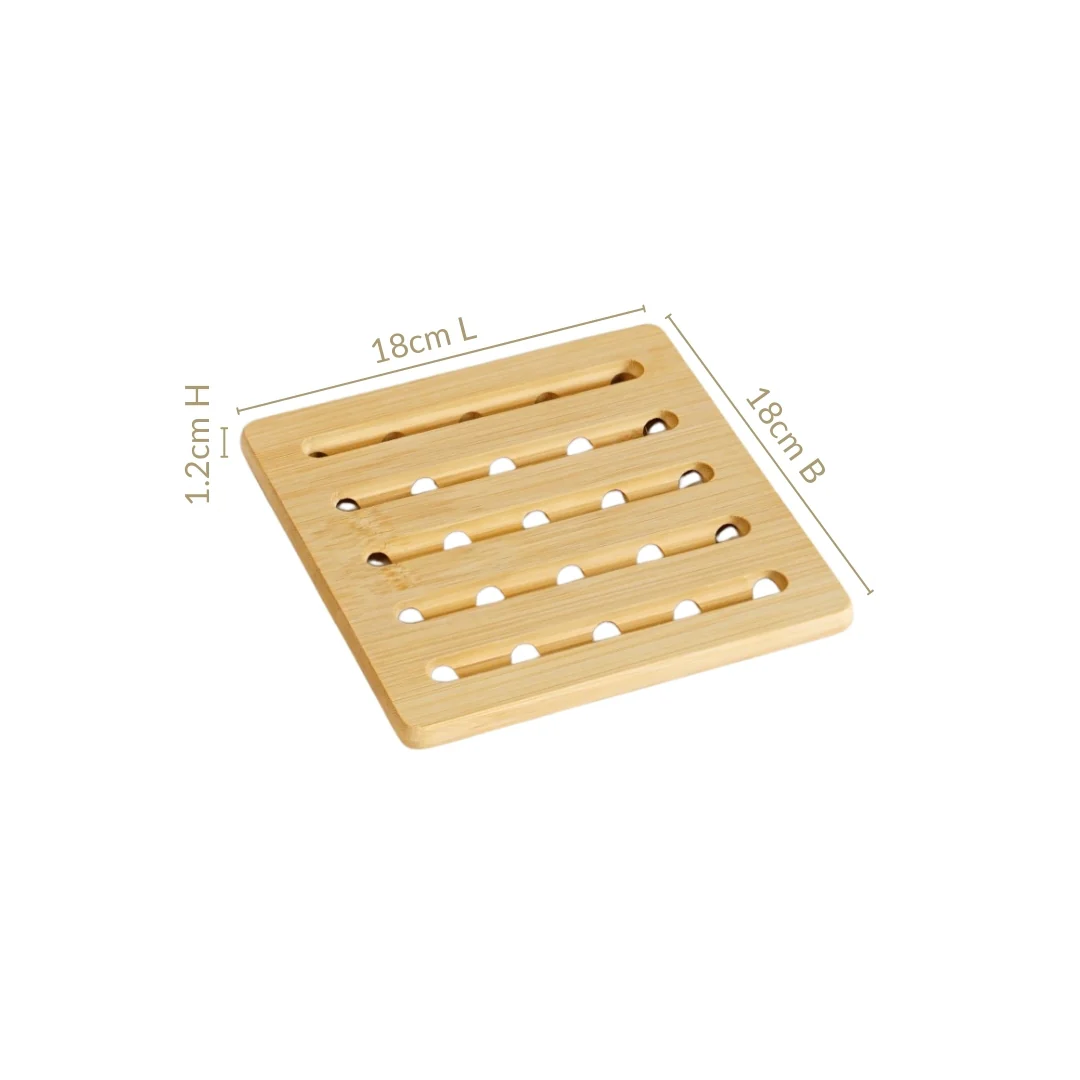 Set Of 3 Bamboo Wood Square Trivet - Image 4