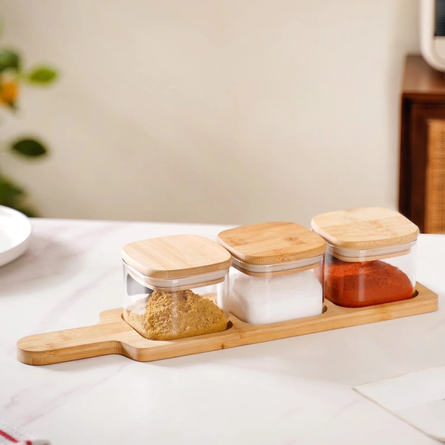 Set Of 3 Clear Glass Chalkboard Snack Serving Jars With Tray 350ml - Image 11