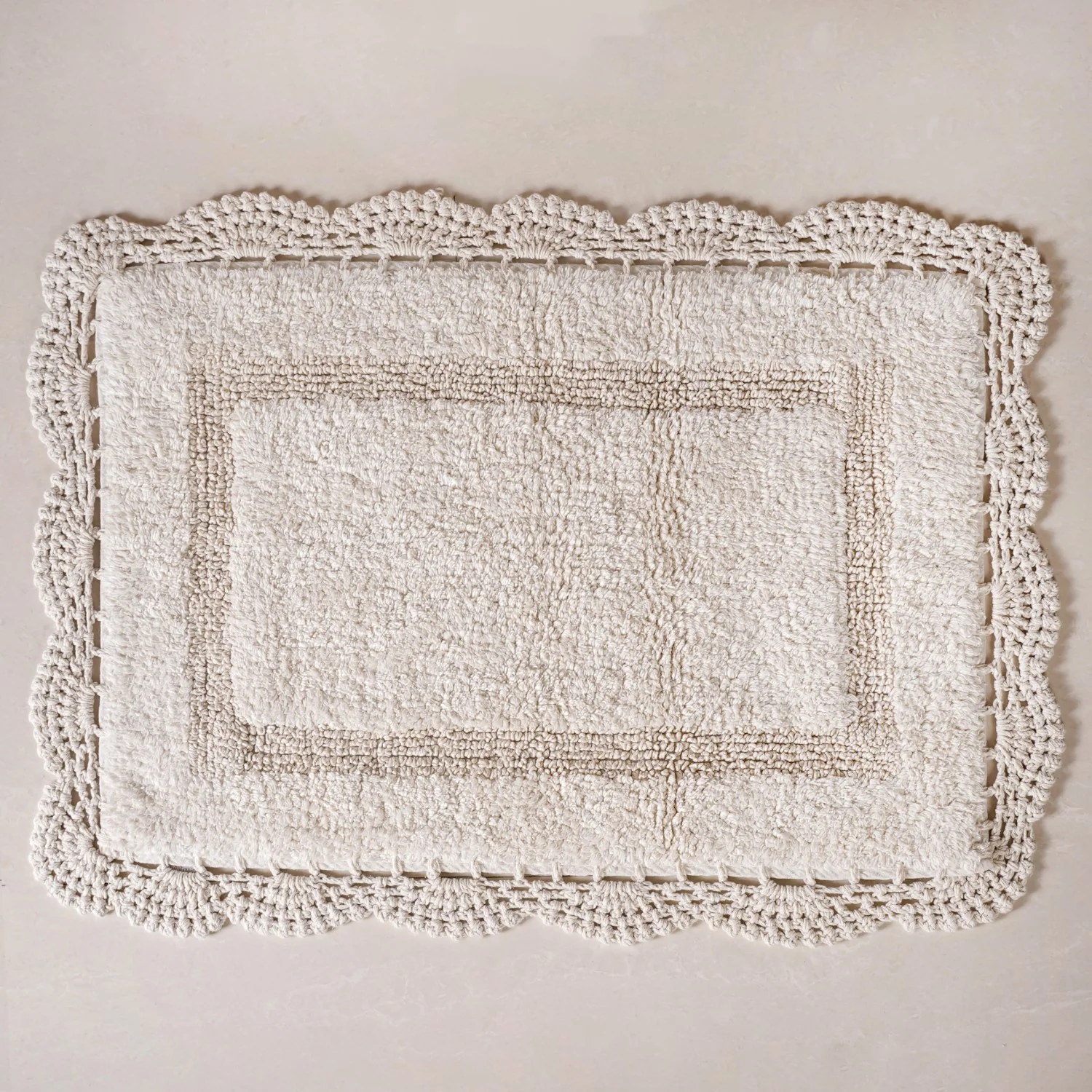 Set Of 3 Crochet Bordered Cotton Floor Mats 29x21 Inch - Image 7