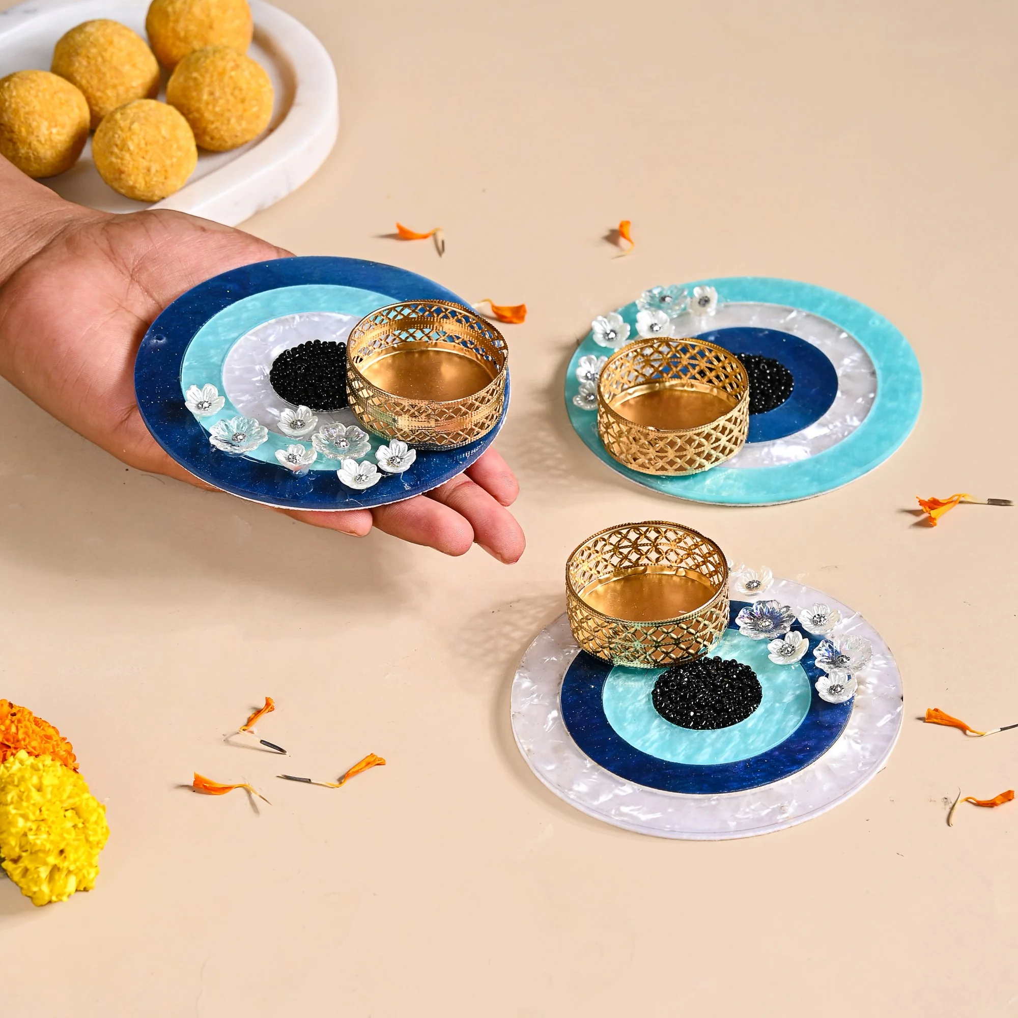 Set Of 3 Evil Eye Tea Light Holders - Image 2