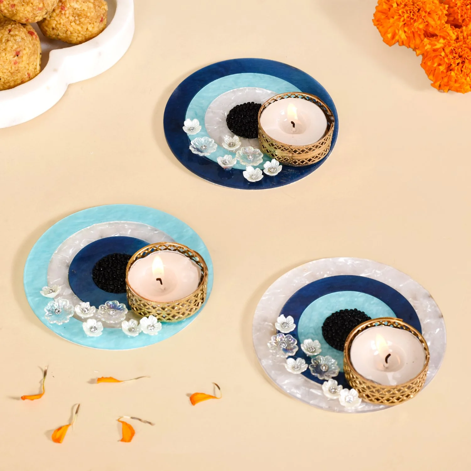 Set Of 3 Evil Eye Tea Light Holders - Image 3