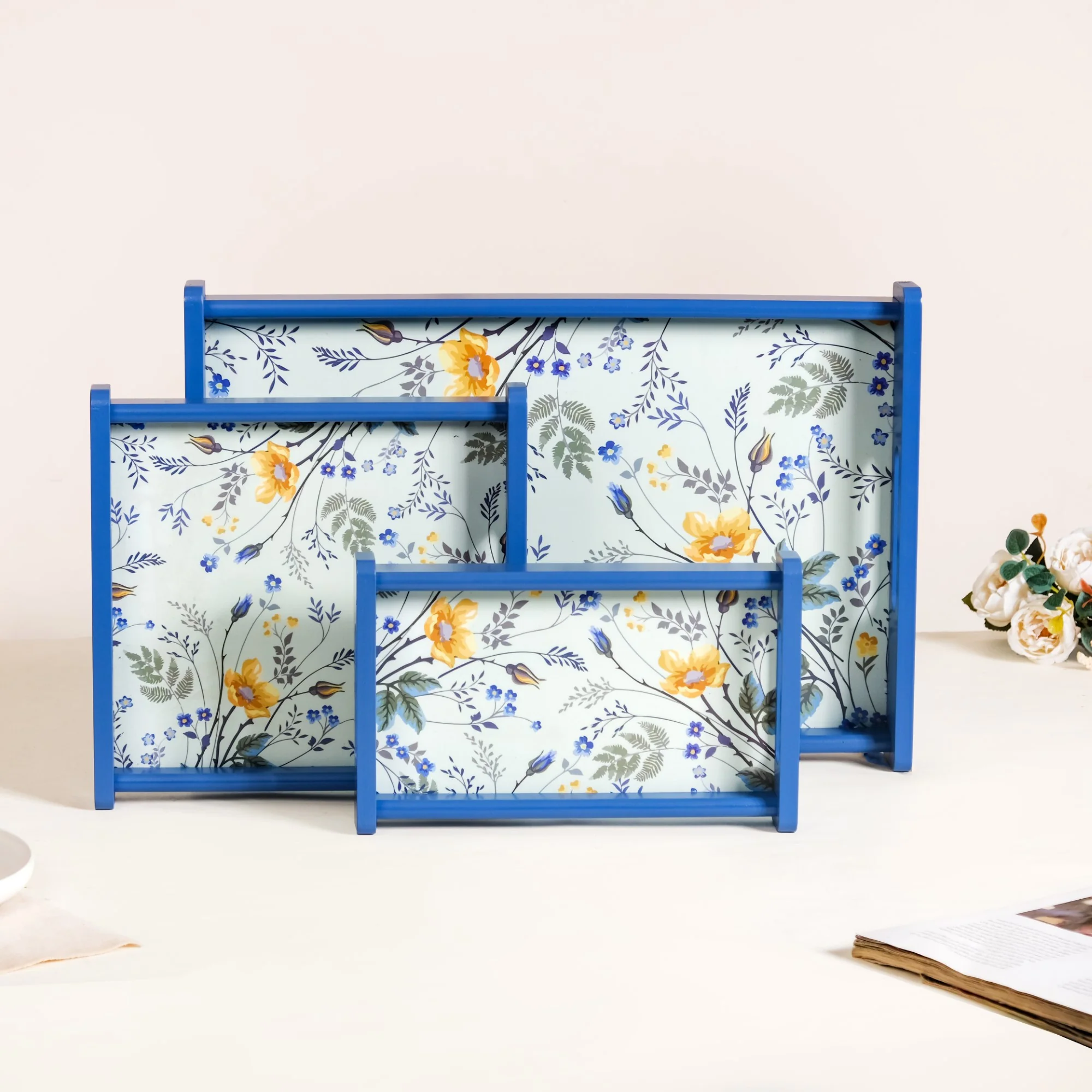 Set Of 3 Flower Field Wooden Serving Trays - Image 6