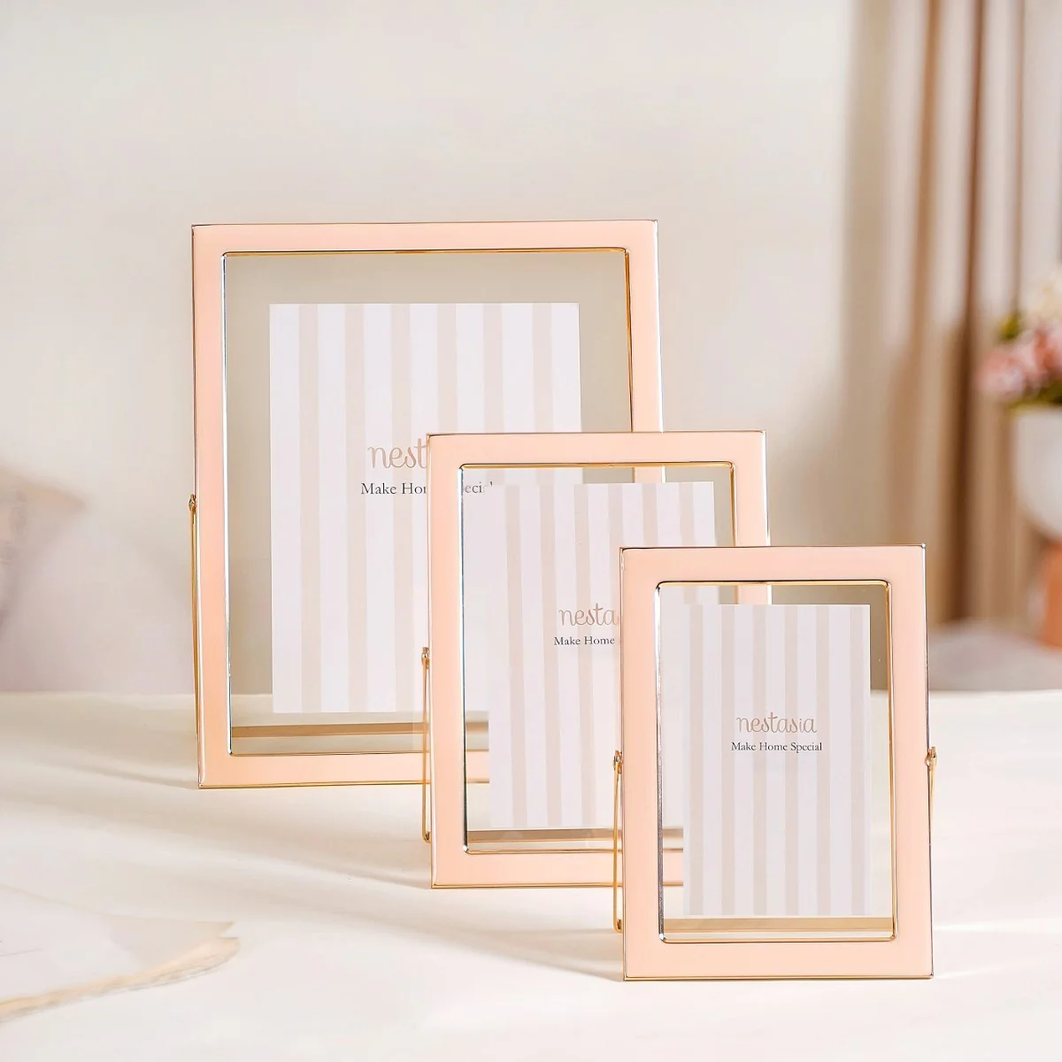 Set Of 3 Luxury Tabletop Photo Frames Peach - Image 13