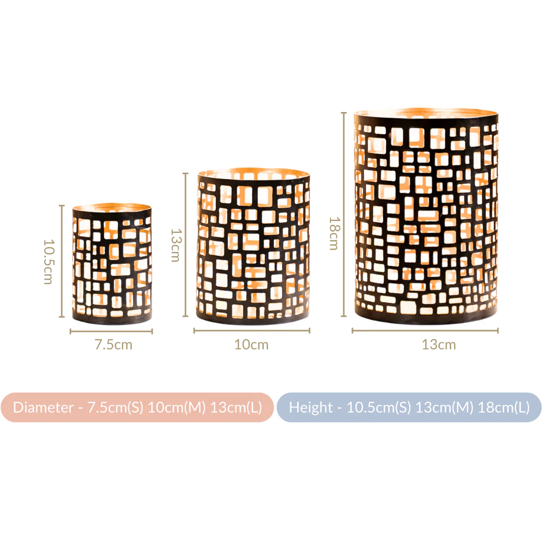 Set of 3 Luxe Metal Cutwork Votive Holder - Image 6