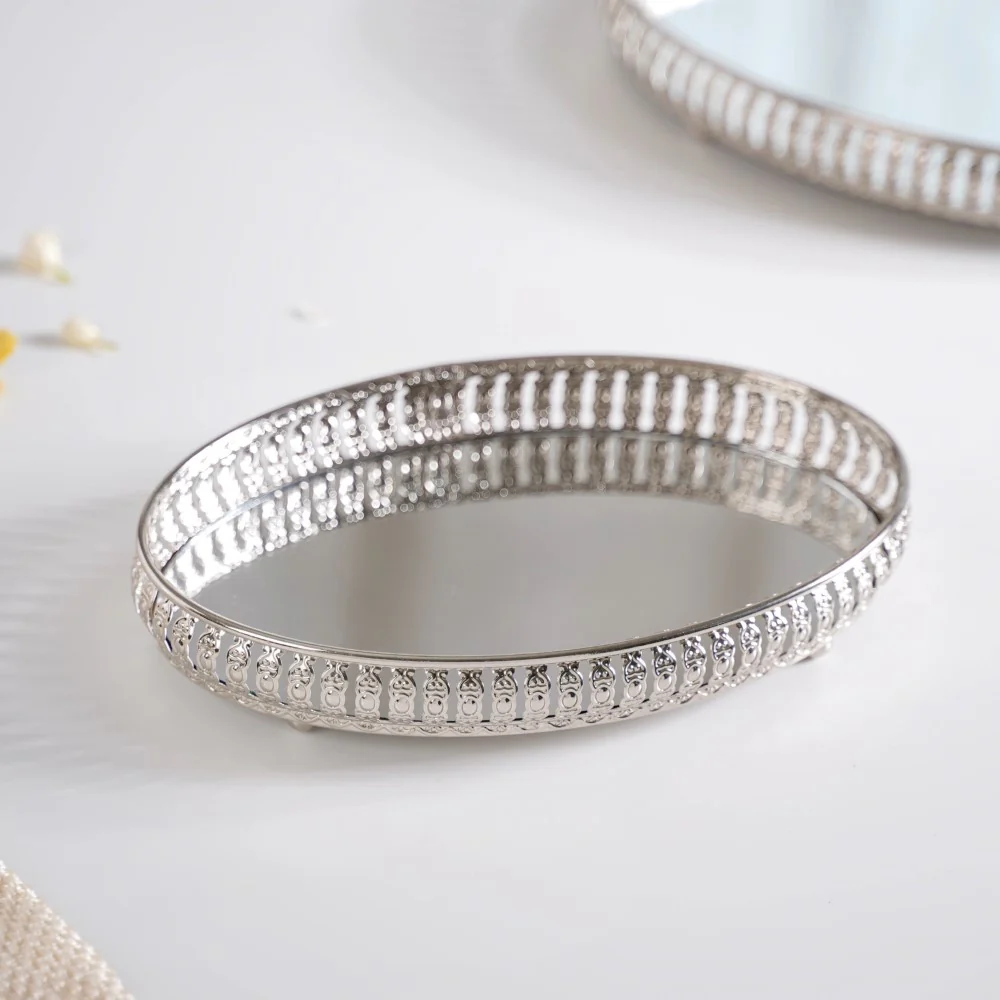 Set Of 3 Luxury Metal Tray Silver - Image 5
