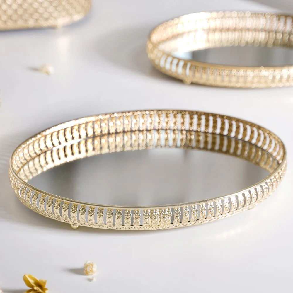 Set Of 3 Oval Metal Tray Gold - Image 3